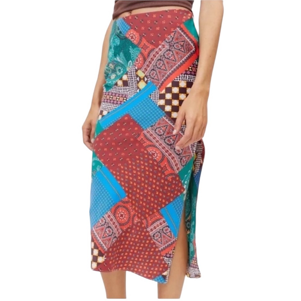 Urban Outfitters UO Maisie Midi Patchwork Skirt Boho Western M NWT